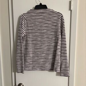 Ann Taylor maroon and white striped long sleeve top